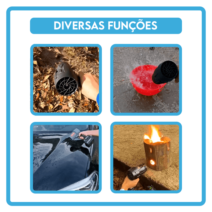 Soprador e Secador Turbo Portátil - (Brindes: 2 Baterias e 1 maleta)